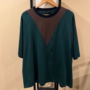 Prada Green / Brown / Yellow Triangle Logo 2021 Colourblock T-Shirt